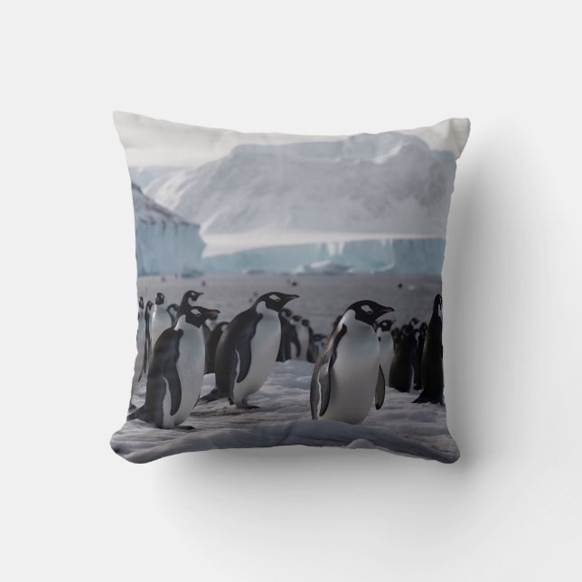 Penguin Procession - Antarctic Wildlife  Cushion (Front)