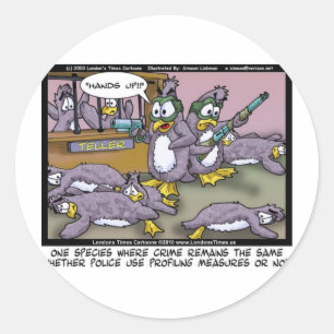 Penguin Profiling Funny Gifts Tees & Collectibles Classic Round Sticker