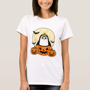 Penguin Pumpkin Moon Ts Costume Cute Easy Hallowee T-Shirt