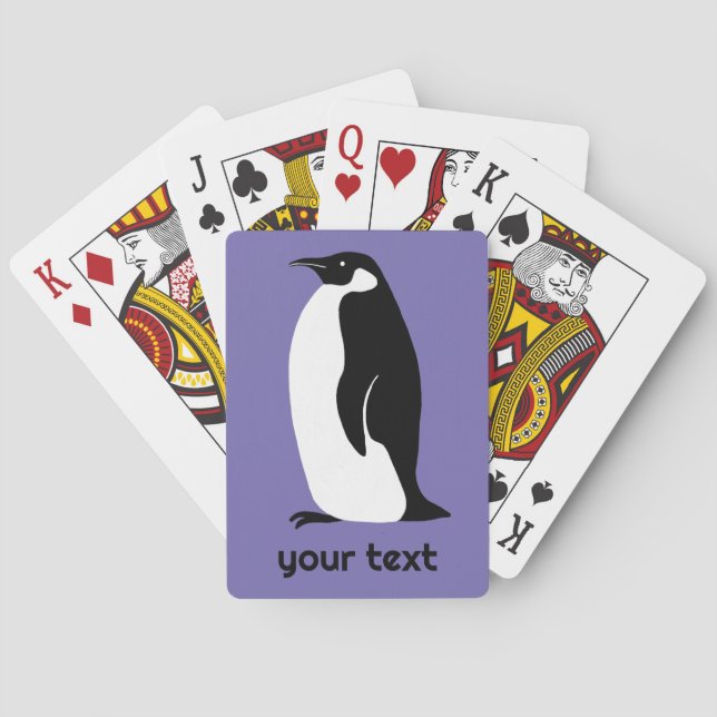 Penguin Purple Black White CUSTOM Animal Cute Playing Cards (Back)