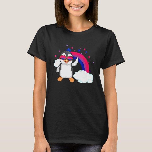 Penguin Rainbow Bisexual Pride Bisexuality Flag Lg T-Shirt (Front)