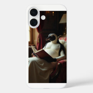 Penguin reading a book iPhone 16 case