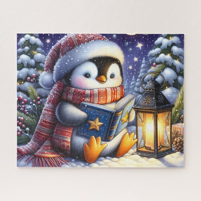 Penguin Reading Christmas Book Jigsaw Puzzle (Horizontal)