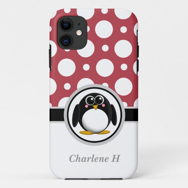 Penguin Red Assorted Polka Dots iPhone 5 Case (Back)