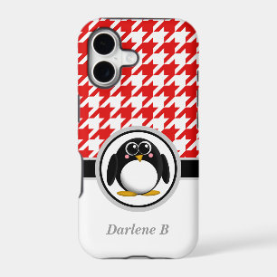 Penguin Red & White Houndstooth iPhone 5 Case