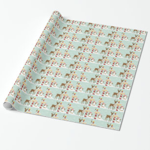 Penguin Reindeer North Pole Christmas Holiday Wrapping Paper