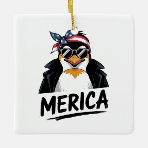 Penguin Resist Penguins Protest Against  Ceramic Ornament