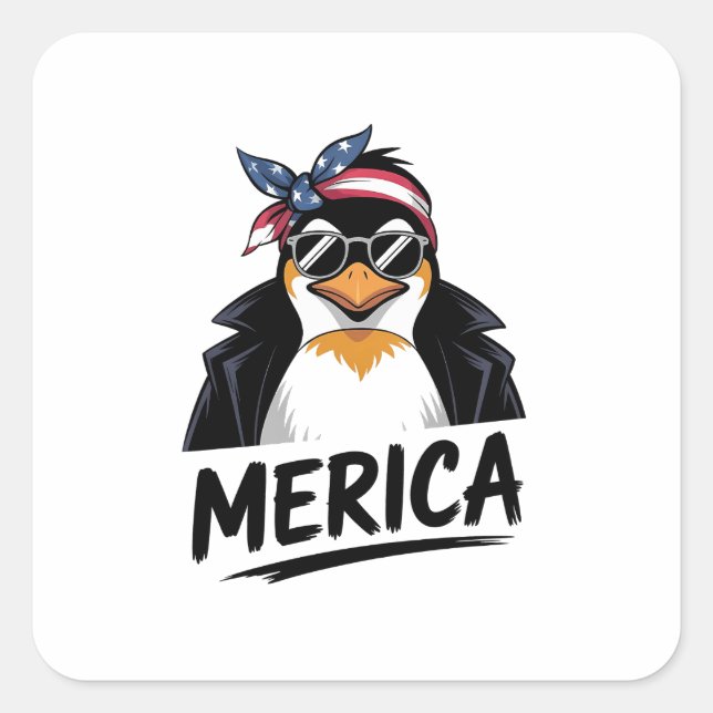 Penguin Resist Penguins Protest Against  Square Sticker (Front)