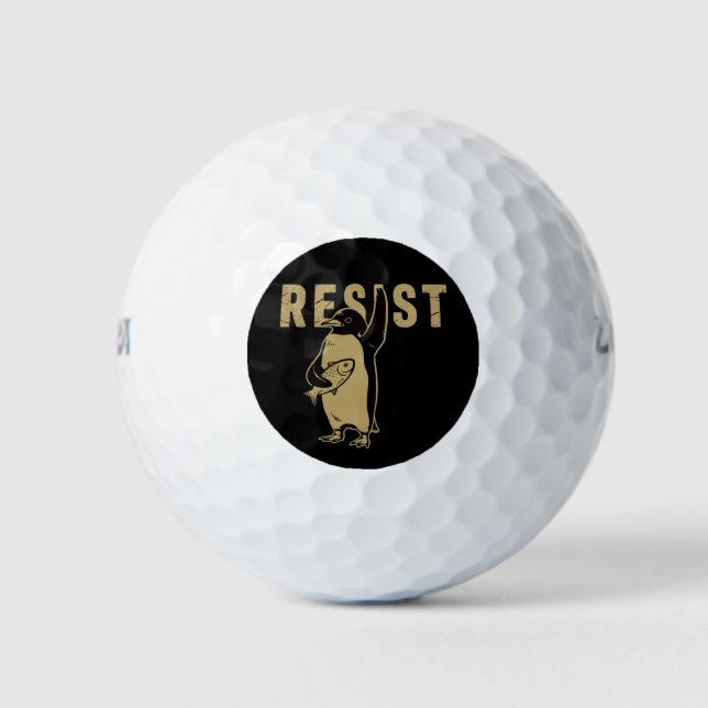 Penguin Resist Penguins Protest Against Tariffs Golf Balls (Front)