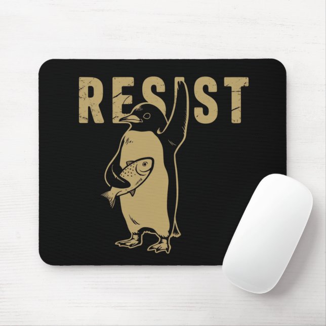 Penguin Resist Penguins Protest Against Tariffs Mouse Pad (With Mouse)