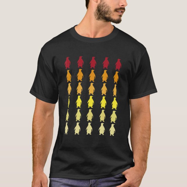 Penguin Retro Animal Pattern T-Shirt (Front)