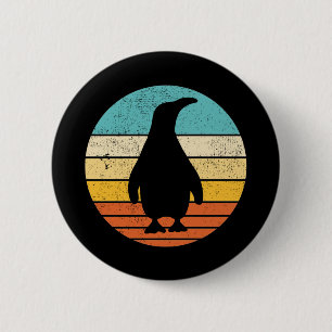 Penguin Retro Vintage Sunset 6 Cm Round Badge