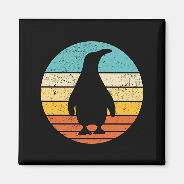 Penguin Retro Vintage Sunset Magnet (Front)
