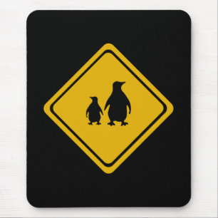 penguin road sign mouse pad