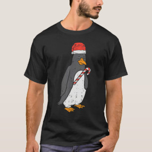 Penguin Santa Animal Christmas Xmas Women Girls T-Shirt