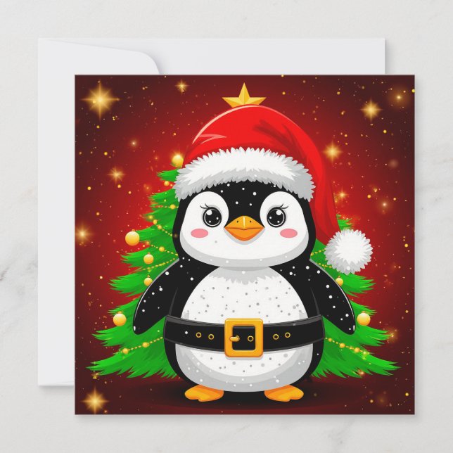 🐧 Penguin Santa Christmas Tree Holiday Fun ✨ (Front)