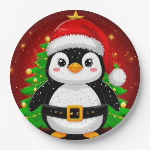 🐧 Penguin Santa Christmas Tree Holiday Fun ✨ Paper Plate