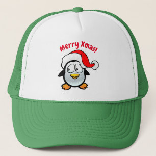 Penguin Santa Claus Cartoon Trucker Hat