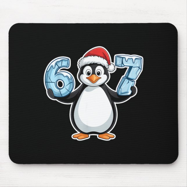 Penguin Santa Hat 67 Icy Numbers Christmas Birthda Mouse Pad (Front)