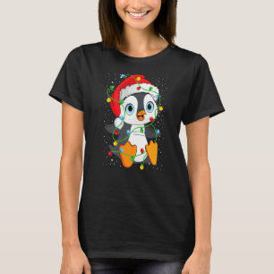 Penguin Santa Hat Christmas Lights Penguin Lovers T-Shirt