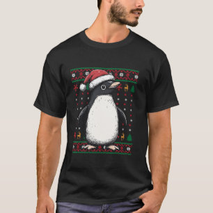 Penguin Santa Hat Ugly Christmas Funny Holiday Pen T-Shirt