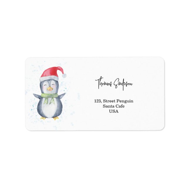 Penguin Santa Label (Front)