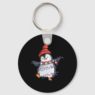Penguin Santa Lights Christmas Pajamas Cute Pengui Key Ring
