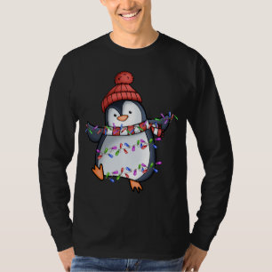 Penguin Santa Lights Christmas Pyjamas Cute Pengui T-Shirt