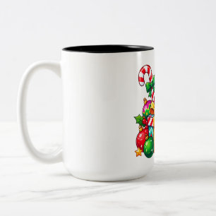 Penguin Santa on Colourful Gift Box Two-Tone Coffee Mug