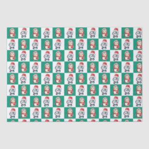 Penguin Santa watercolor Merry Christmas pattern Tissue Paper