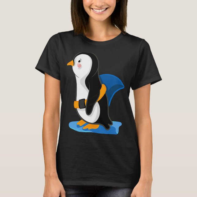 Penguin shark fin  illustration T-Shirt (Front)