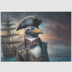 Penguin Ship Captain Decoupage Nautical Whimsy Tissue Paper