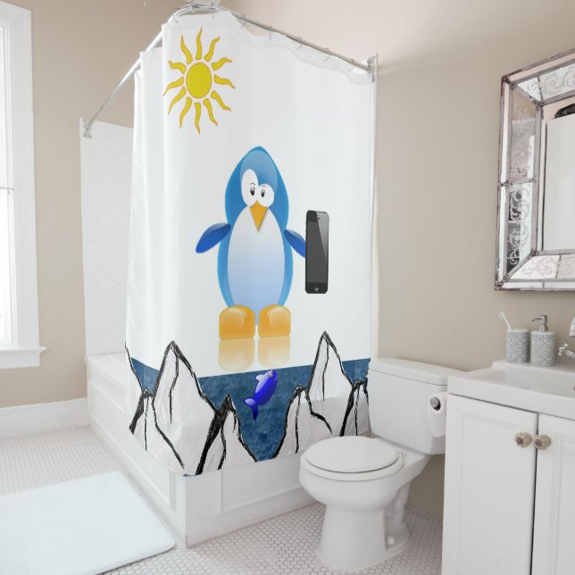 Penguin Shower Curtain (In Situ)