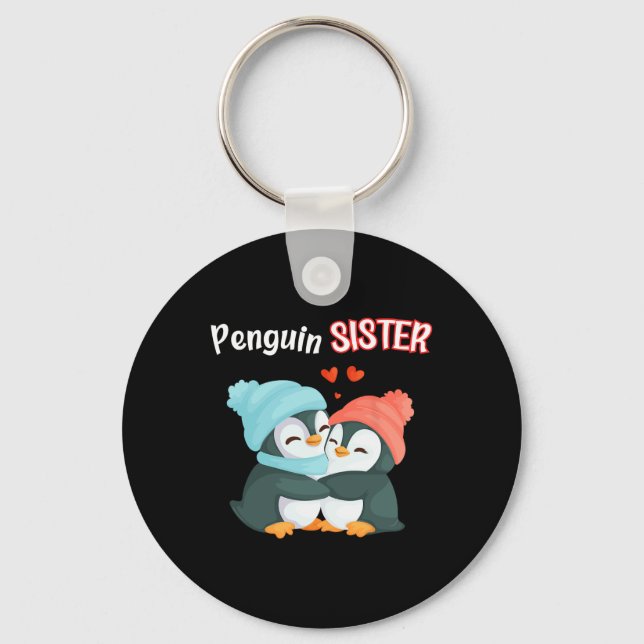 Penguin Sister - Sibling's Funny &amp; Cute Daught Key Ring (Front)
