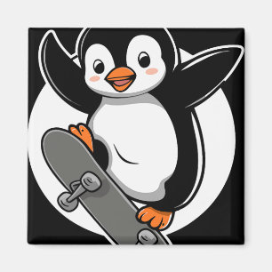 Penguin Skater Skateboarding Skateboard Skating Magnet