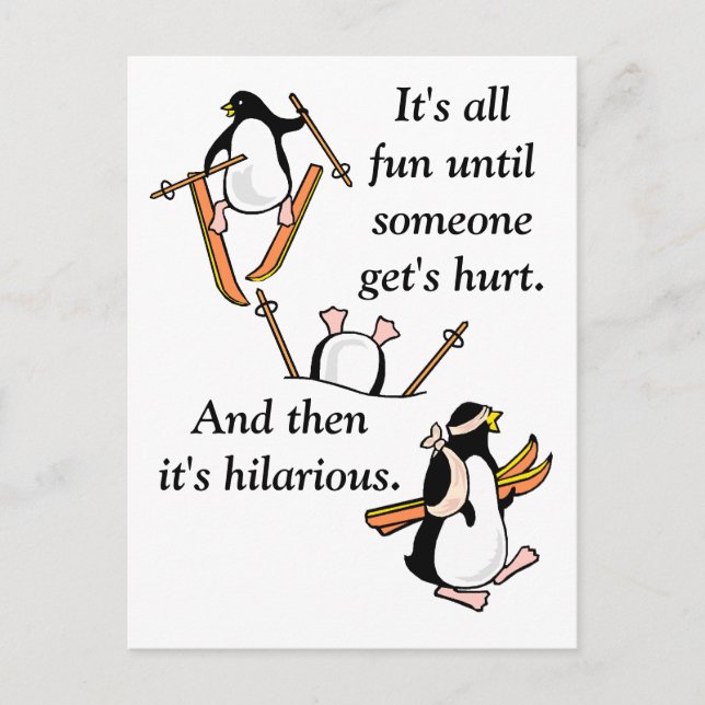 Penguin Ski Adventure Postcard (Front)