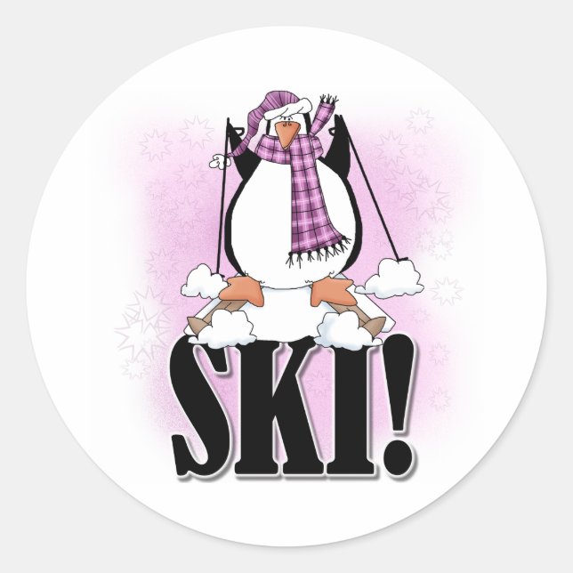 Penguin Ski Classic Round Sticker (Front)