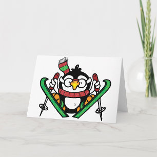 Penguin Ski Jumping Greeting Cards
