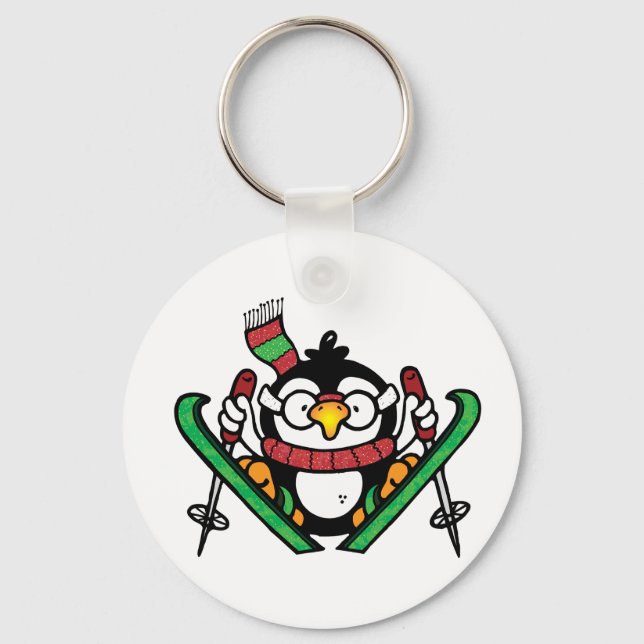 Penguin Ski Jumping Keychain (Front)