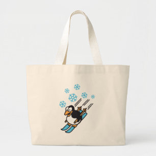 penguin ski large tote bag