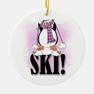 Penguin Ski Tshirts and Gifts Ceramic Ornament