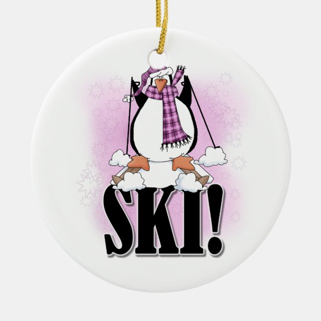 Penguin Ski Tshirts and Gifts Ceramic Ornament (Front)