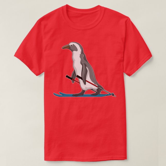 Penguin Skier Ski 2 T-Shirt (Design Front)