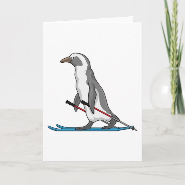 Penguin Skier Ski Card (Front)