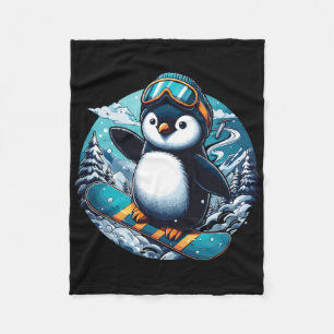 Penguin Snowboard Apparel Snowboarding Snowboarder Fleece Blanket
