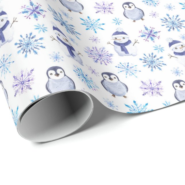Penguin Snowflake Christmas Wrapping Paper (Roll Corner)