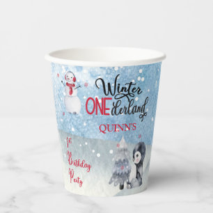 Penguin   Snowman Winter ONEderland 1st Birthday  Paper Cups