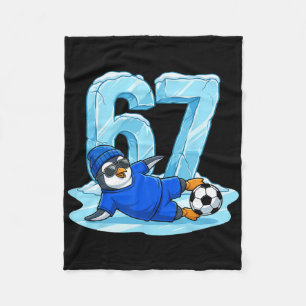 Penguin Soccer 67 Ice Slide Funny Winter Sports Fleece Blanket