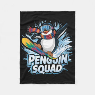 Penguin Squad Winter Sports Snowboarding And Ski A Fleece Blanket