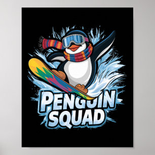 Penguin Squad Winter Sports Snowboarding And Ski A Poster